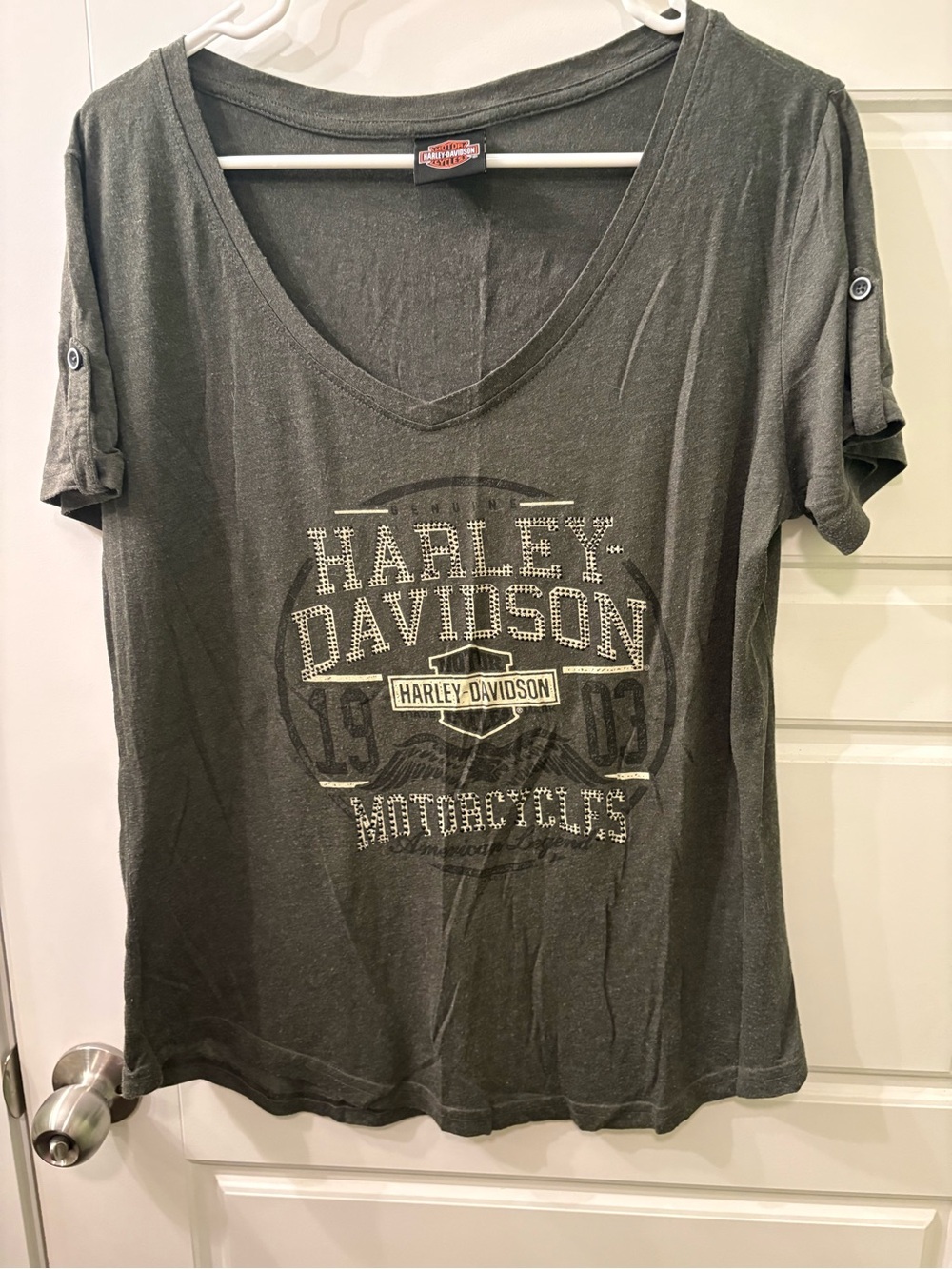 Harley-Davidson Gray Tee with Orange Logo Patch